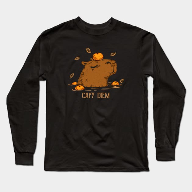 Capybara Bath Long Sleeve T-Shirt by Marianne Martin